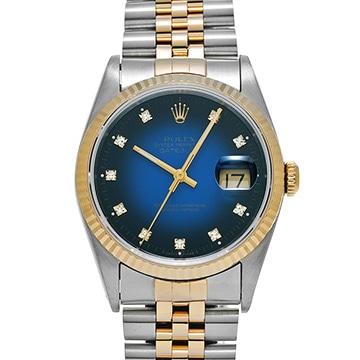 ロレックス デイトジャスト 16233G ブルー・グラデーション/ダイヤモンド メンズ 時計 【中古】【wristwatch】