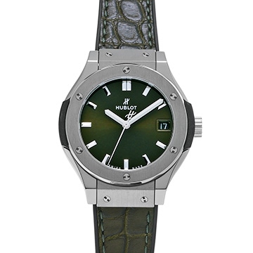 ウブロ クラシックフュージョン チタニウム グリーン 581.NX.8970.LR グリーン レディース 時計 【中古】【wristwatch】