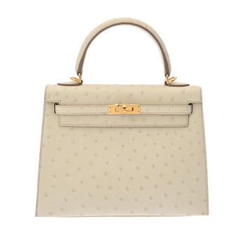 エルメス ケリー 25 外縫い クレ オーストリッチ レディース バッグ 【未使用】【bag】