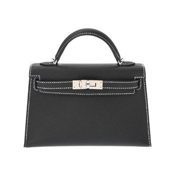 エルメス ミニケリー2 ホワイトステッチ SPオーダー 2WAY ブラック ヴォーエプソン レディース バッグ 【中古】【bag】