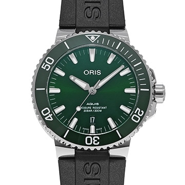 オリス アクイスデイト 01 733 7730 4157-07 5 24 10EB グリーン メンズ 時計 【中古】【wristwatch】
