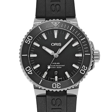 オリス アクイス デイト 01 733 7730 4154-07 4 24 64EB ブラック メンズ 時計 【中古】【wristwatch】