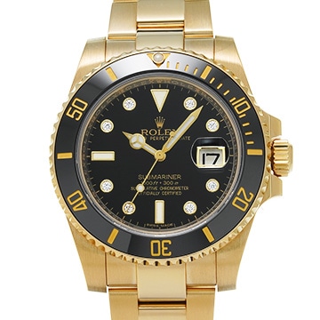 ロレックス サブマリーナ デイト 116618GLN ブラック/ダイヤモンド メンズ 時計 【中古】【wristwatch】