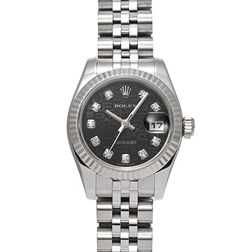 ロレックス デイトジャスト 179174G ブラックコンピュータ/ダイヤモンド レディース 時計 【中古】【wristwatch】