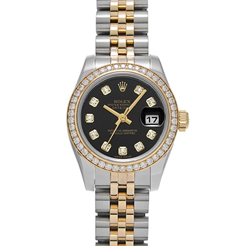 ロレックス デイトジャスト 179383G ブラック/ダイヤモンド レディース 時計 【中古】【wristwatch】