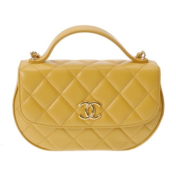 シャネル チェーンショルダー イエロー カーフスキン レディース バッグ 【中古】【bag】