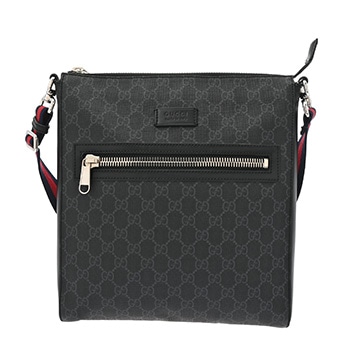 グッチ GGスプリーム メッセンジャーバッグ ブラック/グレー 474137 PVC/レザー ユニセックス バッグ 【中古】【bag】