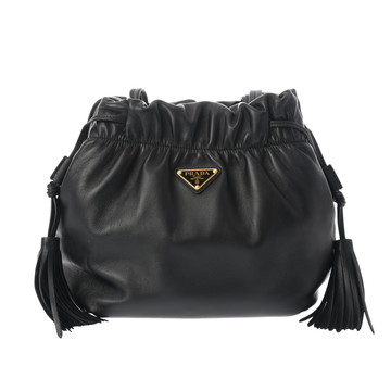 プラダ フリンジ付き ナッパレザー ショルダーバッグ ブラック 1BG541 ナッパレザー レディース バッグ 【中古】【bag】