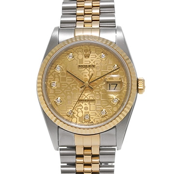 ロレックス デイトジャスト 16233G シャンパンコンピュータ/ダイヤモンド メンズ 時計 【中古】【wristwatch】