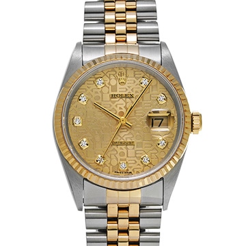 ロレックス デイトジャスト 16233G シャンパンコンピュータ/ダイヤモンド メンズ 時計 【中古】【wristwatch】