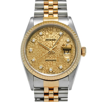 ロレックス デイトジャスト 16233G シャンパンコンピュータ/ダイヤモンド メンズ 時計 【中古】【wristwatch】