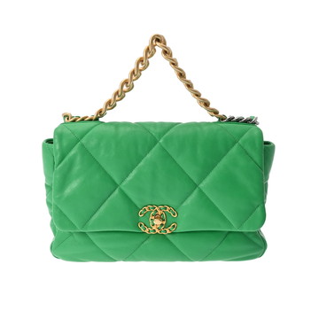 シャネル CHANEL19 ラージ ハンドバッグ  グリーン AS1161 ラムスキン レディース バッグ 【中古】【bag】