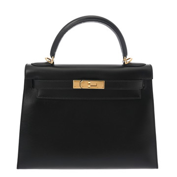 エルメス ケリー 28 外縫い 2WAY ブラック ボックスカーフ レディース バッグ 【中古】【bag】