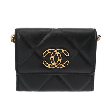 シャネル CHANEL19 チェーンコインパース ブラック AP1787 ラムスキン レディース 財布 【中古】【purse】