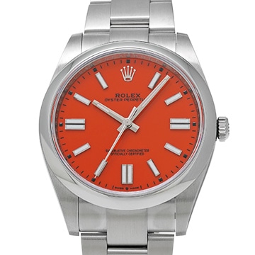 ロレックス オイスターパーペチュアル 41 124300 コーラルレッド メンズ 時計 【中古】【wristwatch】