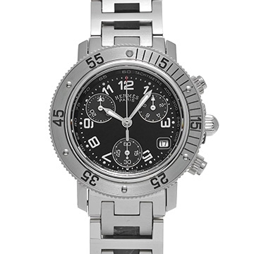 エルメス クリッパー クロノグラフ CL2.310.330/3841 ブラック レディース 時計 【中古】【wristwatch】