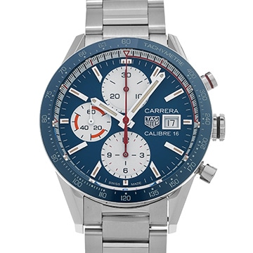 タグ ホイヤー カレラ キャリバー16 クロノグラフ CV201AR.BA0715 ブルー/ホワイト メンズ 時計 【中古】【wristwatch】