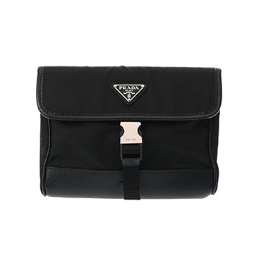 プラダ スマートフォンケース Re-Nylon ブラック 2ZH108 ナイロン/サフィアーノレザー レディース バッグ 【中古】【bag】