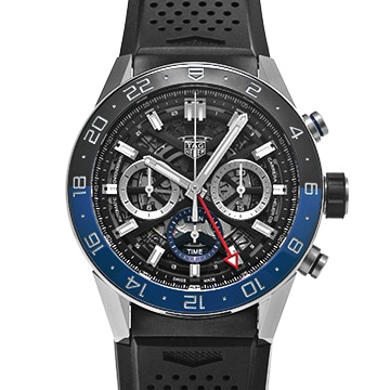 タグ ホイヤー カレラ キャリバーホイヤー02 クロノグラフ GMT CBG2A1Z.FT6157 ブラック メンズ 時計 【中古】【wristwatch】
