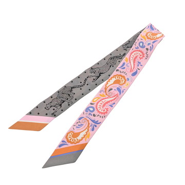 エルメス ツイリー GUEPARDE BANDANA ピンク/グレー 064179S シルク100％ レディース 【新品】【other】