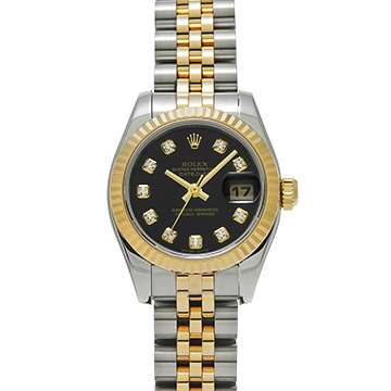 ロレックス デイトジャスト 179173G ブラック/ダイヤモンド レディース 時計 【中古】【wristwatch】