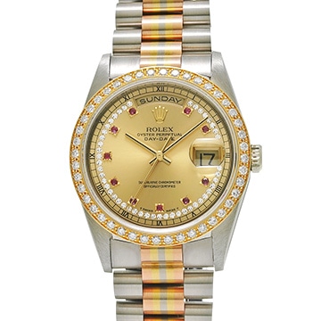 ロレックス デイデイト 18349G シャンパン/ダイヤモンド/ルビー メンズ 時計 【中古】【wristwatch】