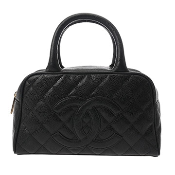 シャネル マトラッセ ミニボストンバッグ ブラック キャビアスキン レディース バッグ 【中古】【bag】