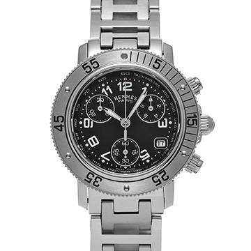 エルメス クリッパー クロノグラフ CL2.310.330/3782 ブラック レディース 時計 【中古】【wristwatch】