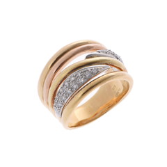 ノーブランド スリーカラー リング ゴールド Pt900プラチナ/K18イエローゴールド YG レディース ジュエリー 【中古】【jewelry】