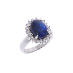 ノーブランド ブラックオパールリング シルバー Pt900プラチナ レディース ジュエリー 【中古】【jewelry】