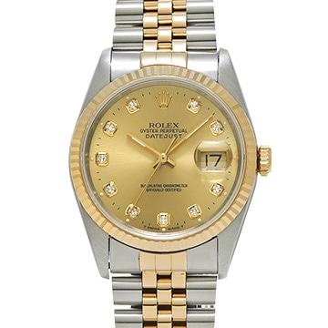 ロレックス デイトジャスト 16233G シャンパン/ダイヤモンド メンズ 時計 【中古】【wristwatch】