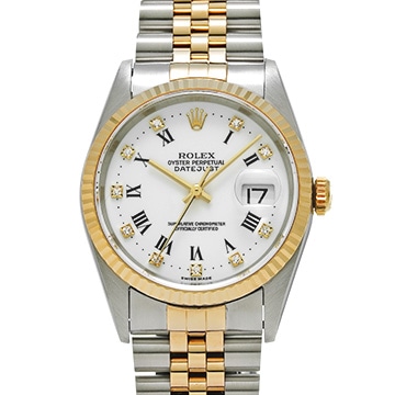 ロレックス デイトジャスト 16233G ホワイト/ダイヤモンド メンズ 時計 【中古】【wristwatch】