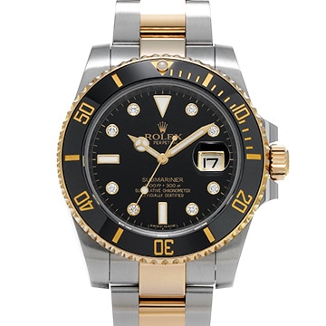 ロレックス サブマリーナ デイト 116613GLN ブラック/ダイヤモンド メンズ 時計 【中古】【wristwatch】