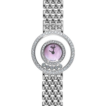 ショパール ハッピーダイヤモンド 20/5691 ピンクシェル/ムービングダイヤモンド レディース 時計 【中古】【wristwatch】