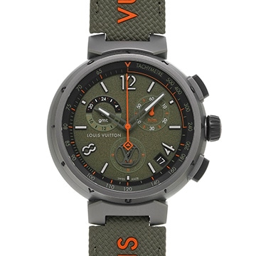 ルイ ヴィトン タンブール アウトドア クロノグラフ GMT アーバン ジャングル QA154Z グリーン メンズ 時計 【中古】【wristwatch】