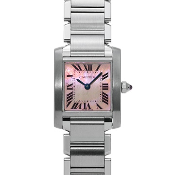 カルティエ タンク フランセーズ SM W51028Q3 ピンクシェル レディース 時計 【中古】【wristwatch】