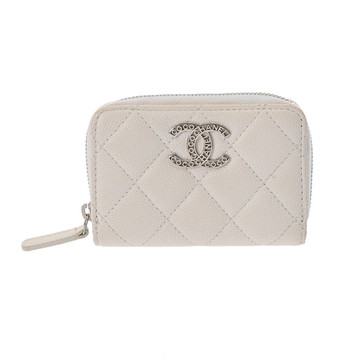 シャネル マトラッセ ジップコインパース ホワイト AP3830 グレインドカーフスキン レディース 財布 【中古】【purse】