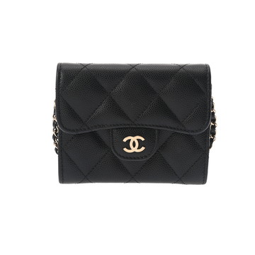 シャネル マトラッセ クラシック チェーンクラッチ ブラック AP0238 ラムスキン レディース バッグ 【中古】【bag】