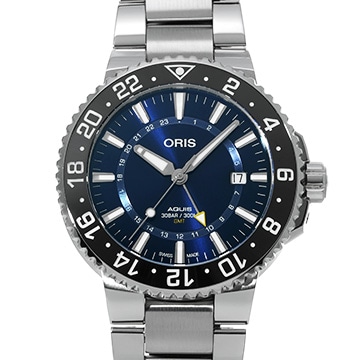オリス アクイス GMTデイト 01 798 7754 4135-07 8 24 05PEB ブルー メンズ 時計 【中古】【wristwatch】