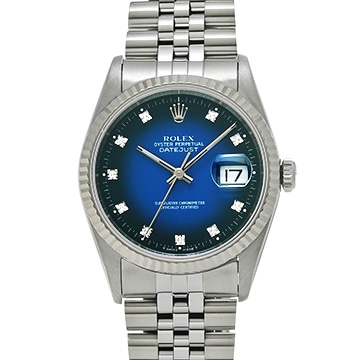 ロレックス デイトジャスト 16234G ブルー・グラデーション/ダイヤモンド メンズ 時計 【中古】【wristwatch】