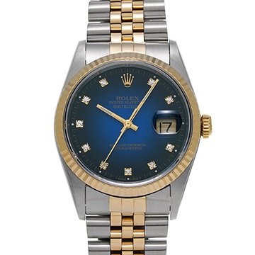 ロレックス デイトジャスト 16233G ブルー・グラデーション/ダイヤモンド メンズ 時計 【中古】【wristwatch】