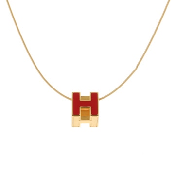 エルメス ガージュドアッシュ ネックレス ゴールド/レッド メタル レディース ジュエリー 【中古】【jewelry】