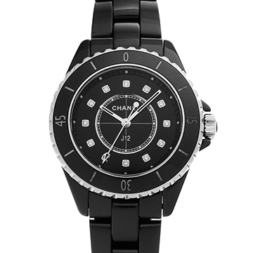 シャネル J12 33MM H5701 ブラックラッカー/ダイヤモンド レディース 時計 【中古】【wristwatch】