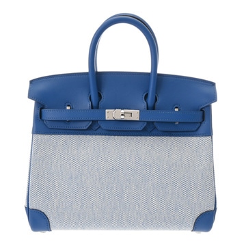 エルメス バーキン 25 エクリュブルービル/ブルーフランス トワルアッシュ/ヴォースイフト レディース バッグ 【中古】【bag】