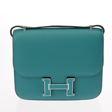エルメス コンスタンス 18 ヴェルソ ブルーパオン/ミント シェーブル レディース バッグ 【中古】【bag】