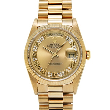 ロレックス デイデイト 18238 シャンパン/ミリヤードダイヤモンド メンズ 時計 【中古】【wristwatch】
