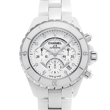 シャネル J12 クロノグラフ 41MM H2009 ホワイトラッカー/シルバー/ダイヤモンド メンズ 時計 【中古】【wristwatch】