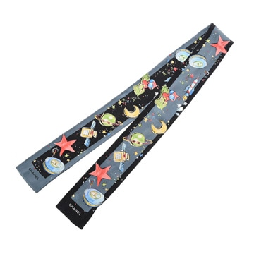 シャネル 宇宙モチーフ ブラック/マルチカラー シルク100% レディース 【中古】【other】