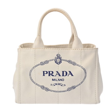 プラダ カナパトート 2WAY ホワイト 1BG439 キャンバス レディース バッグ 【中古】【bag】