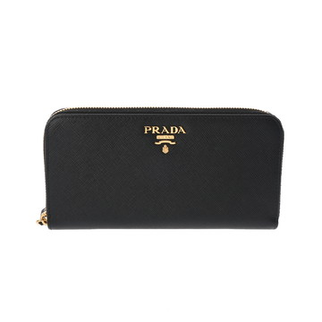 プラダ ジップアラウンド ブラック 1ML506 サフィアーノレザー ユニセックス 財布 【中古】【purse】